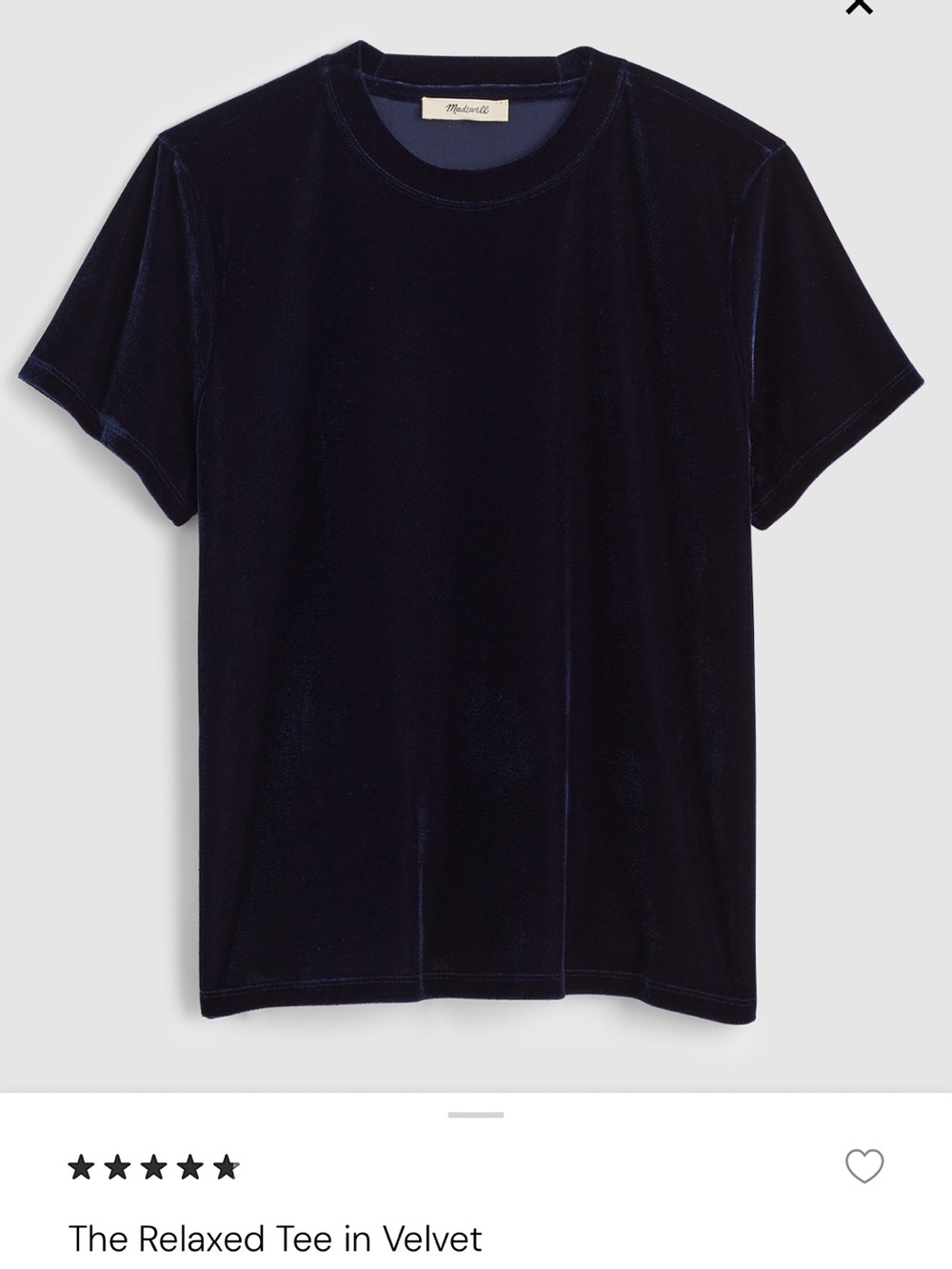 Madewell Velvet Short-Sleeve Tee in Deep Navy